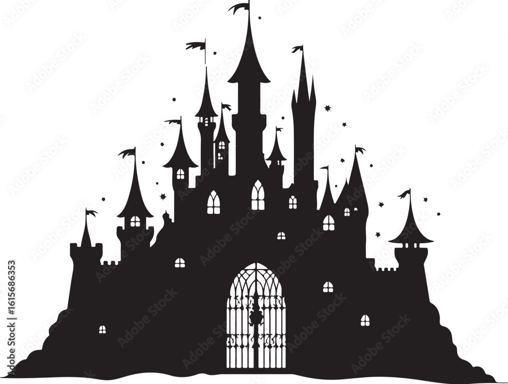 Obraz premium Haunted Castle Night Silhouette Design Bundle