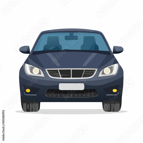 Front View Illustration of Sleek Modern Car Design Emphasizing Automotive Aesthetics and Style