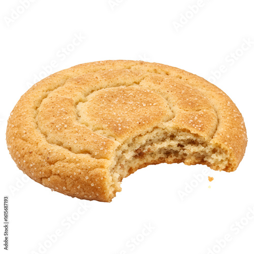 Isolated Snickerdoodle Cookie with Bite Mark on Transparent Background