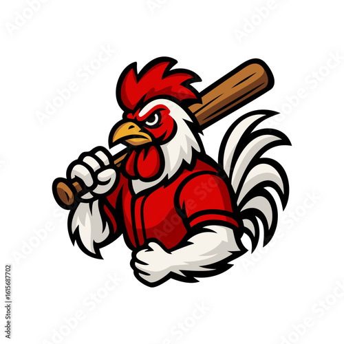 Rooster Baseball Mascot