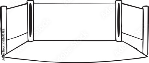 Minimalist Line Drawing of a Boxing Ring Isolated on Clean White Background Surface