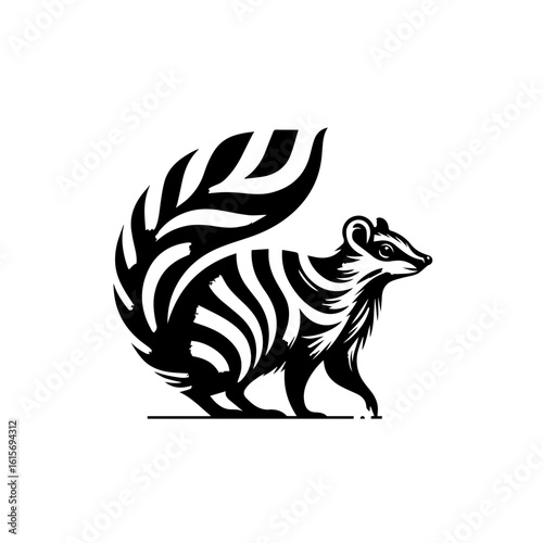 Wallpaper Mural Stylized Black and White Skunk with Flowing Tail. Torontodigital.ca