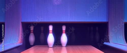 A cinematic journey through a neon-lit bowling alley a perfect strike of color and motion