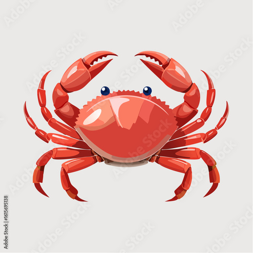 Cartoon Crab Illustration Featuring Large Claws and a Shell in a Simple Design