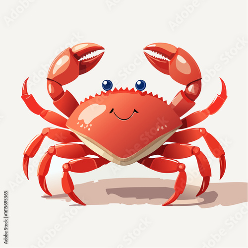 Adorable Cartoon Crab Character with a Cheerful Expression and Playful Pincers