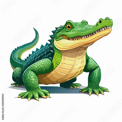 Cartoon Crocodile: A charming reptilian character with vibrant green scales and a playful demeanor
