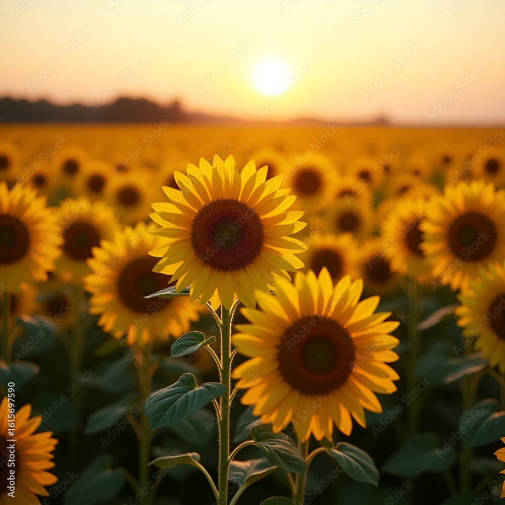 Obraz premium Field of blooming sunflowers 