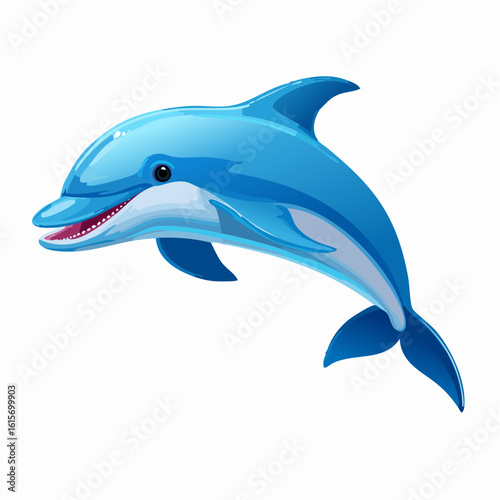 Cartoon dolphin gracefully leaping out of water: Illustration of marine mammal