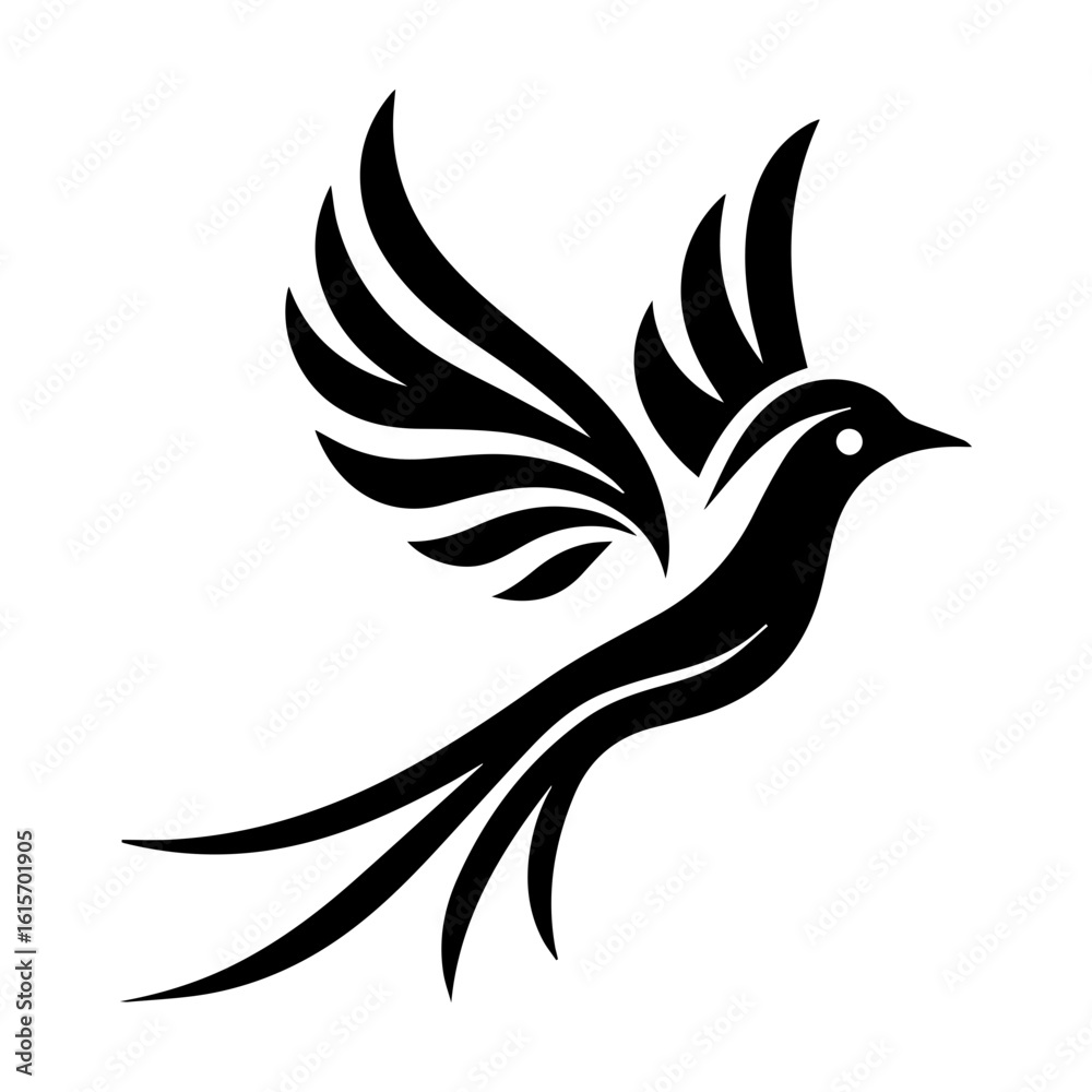 Fototapeta premium Modern style bird silhouette and letter logo design