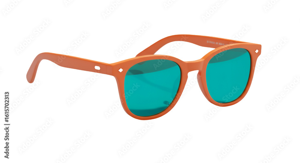 Fototapeta premium Orange Sunglasses with Teal Lenses Isolated on Transparent Background