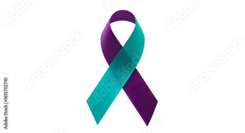 Isolated Teal And Purple Ribbon Awareness Symbol Illustration With Transparent Background