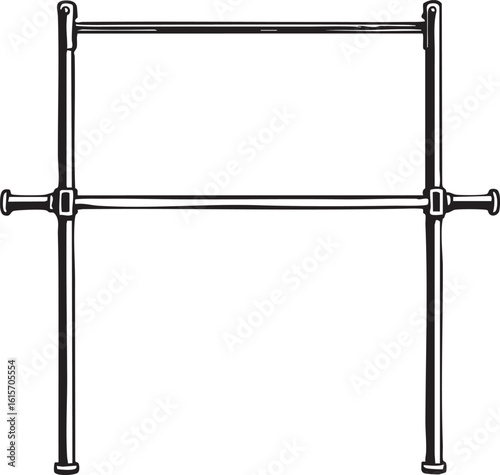 Minimalist Line Art of Metal Double Gymnastic Bar with Two Parallel Horizontal Bars