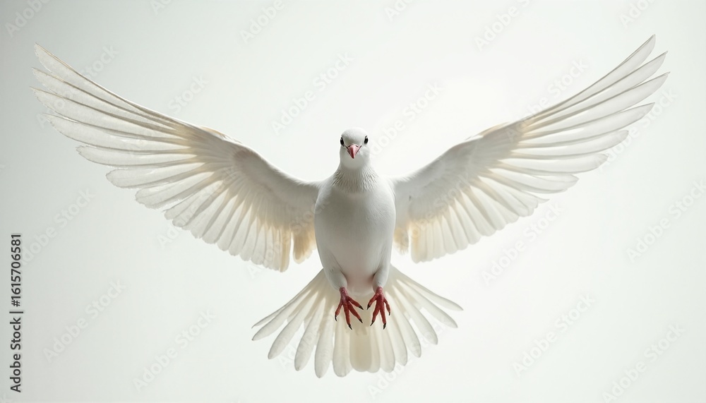 Fototapeta premium White dove soaring gracefully in the sky.