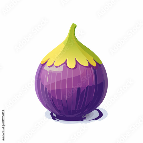 Cartoon style illustration of a fresh and ripe fig fruit on a white background