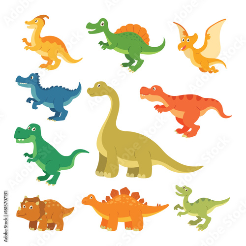 various types of cartoon dinosaurs