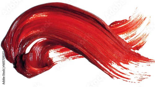 Vibrant crimson paint stroke design.
