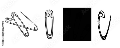 Safety pins are isolated on white background, demonstrating their design and functionality
