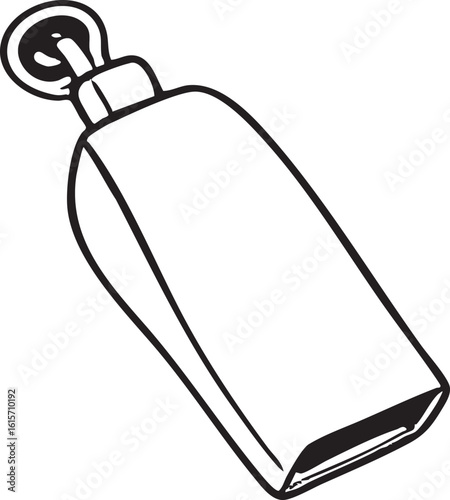 Simple Black And White Line Drawing Depicting A Realistic Cowbell Instrument Design