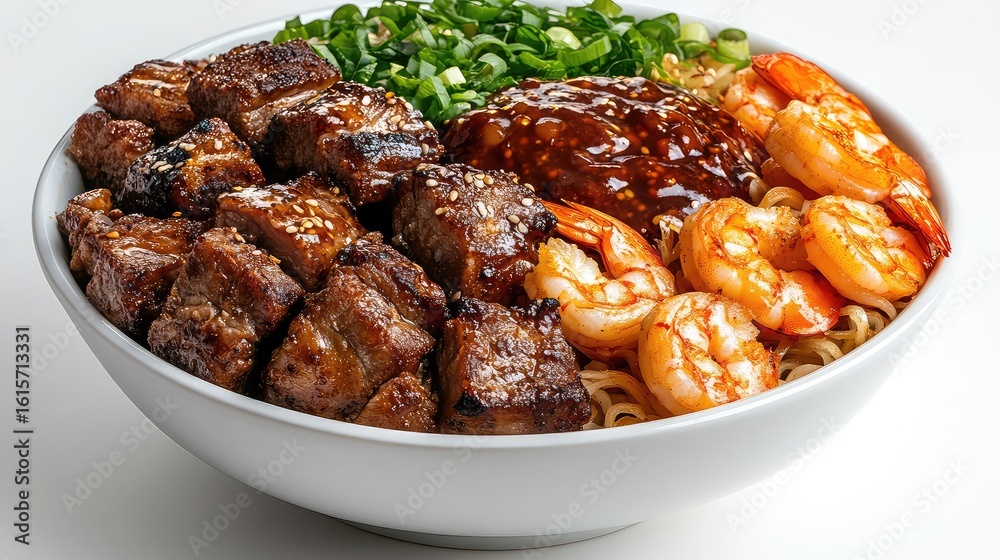 Delicious Shrimp and Meat Bowl Food Photography Delicious Shrimp and Meat Bowl Food Photography
