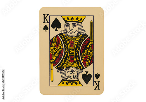 King Of Spades Playing Card Isolated On Black Background Vintage Casino Symbol Illustration