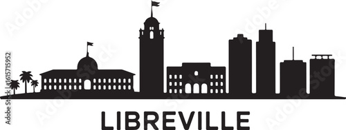 Tableau sur toile Libreville Skyline Silhouette Presidential Palace Coastal City Buildings Gabones
