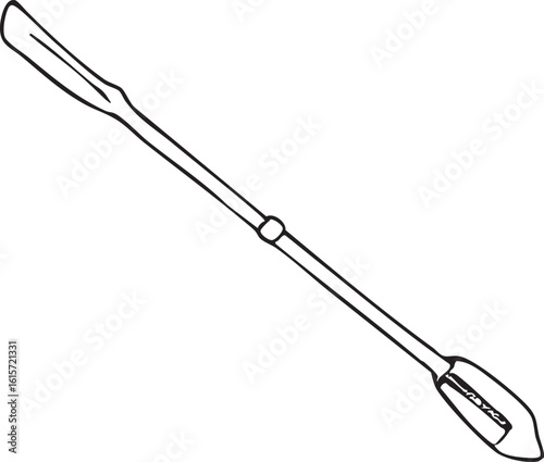 Line Art Style Image Of An Oar With Double Blade And Hand Grips For Water Sport
