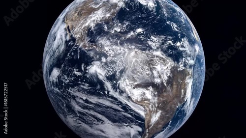 Earth slow smooth rotation space view