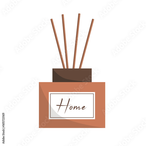 Aromatic diffuser with scented oil and reeds isolated on white background. Vector stock