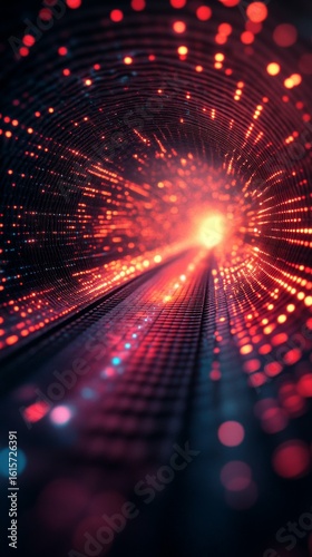 Glowing Red Tunnel Abstract Digital Art Background