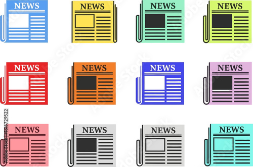 Collection of colorful newspaper icons representing diverse news sources
