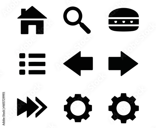 Iconic Digital Navigators: A collection of crisp, minimalist icons that encapsulate the fundamental digital tools, offering instant recognition and intuitive design for a versatile application.