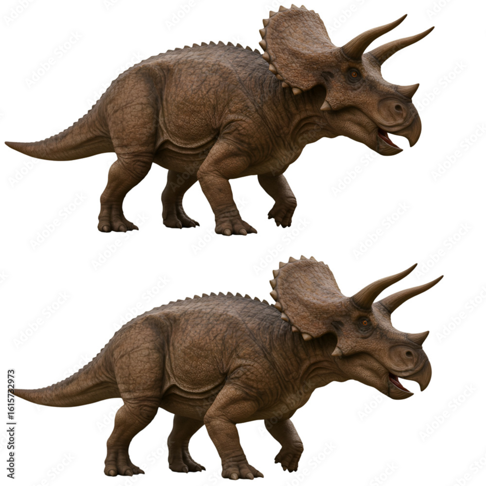 Fototapeta premium Realistic Illustration Of A Triceratops Dinosaur Isolated With Transparent Background