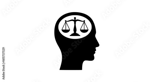 A person thinking about scales black and white