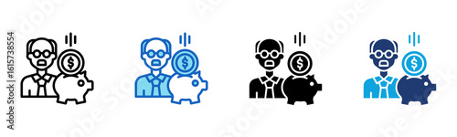 Retirement Savings icon Multi Style Vector Illustration