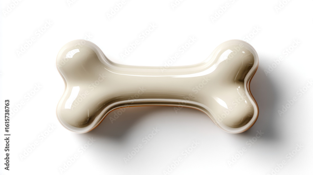 Top view of a white dog bone with soft shadow, isolated on white background, great for pet food packaging and e-commerce Top view of a white dog bone with soft shadow, isolated on white background, great for pet food packaging and e-commerce
