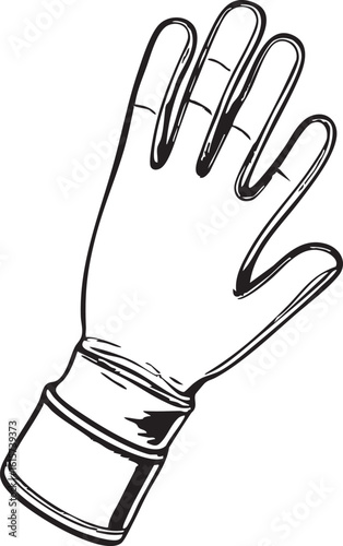 Illustrated Protective Glove With Outlined Design On A Plain White Background Image