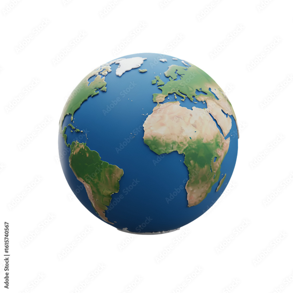 Fototapeta premium Realistic 3D Earth Globe Isolated On Black Background Illustration