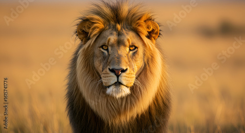 Majestic Male Lion Portrait in the Golden Light of the African Savannah