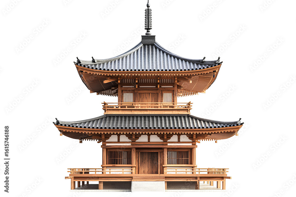 Fototapeta premium Japanese temple on transparent background. 3d rendering with clipping path.