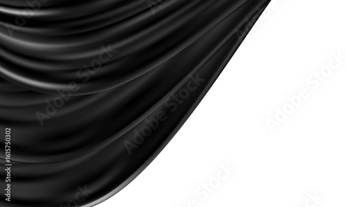 Black fabric wave curve cover on white background vector