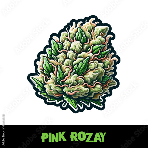  Vector Illustrated Pink Rozay Cannabis Bud Strain Cartoon