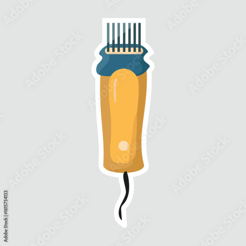 Electric Hair Clipper Sticker. A cartoon-style vector illustration of an electric hair clipper, ideal for barbershops, grooming, and personal care themes