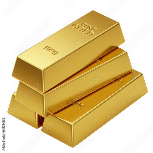 Wallpaper Mural Stack of shiny rectangular gold bullion bars isolated on transparent background Torontodigital.ca