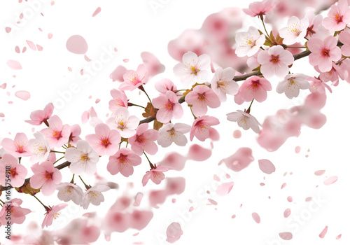 Wallpaper Mural Realistic Illustration Of Cherry Blossom Flowers And Petals Isolated On Black Torontodigital.ca