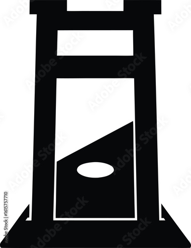 black silhouette a guillotine blade on white backg.eps
