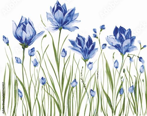  seamless watercolor rain lily isolated on white background. abstract hand drawn watercolor rain lilies. Template design for textiles, interior, clothes, wallpaper.