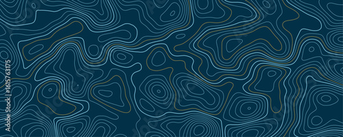 Abstract background wavy topographic line contour geography map. Seamless pattern and banner design. Modern and dynamic feel to topographic mapping vector illustration.	