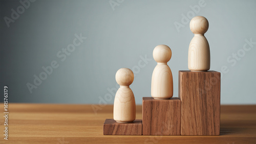 Wooden Figurines Ascending Steps