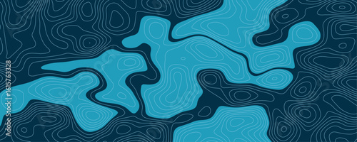 Abstract background wavy topographic line contour geography map. Seamless pattern and banner design. Modern and dynamic feel to topographic mapping vector illustration.	