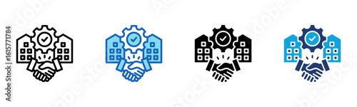 Industry Partnership icon Multi Style Vector Illustration